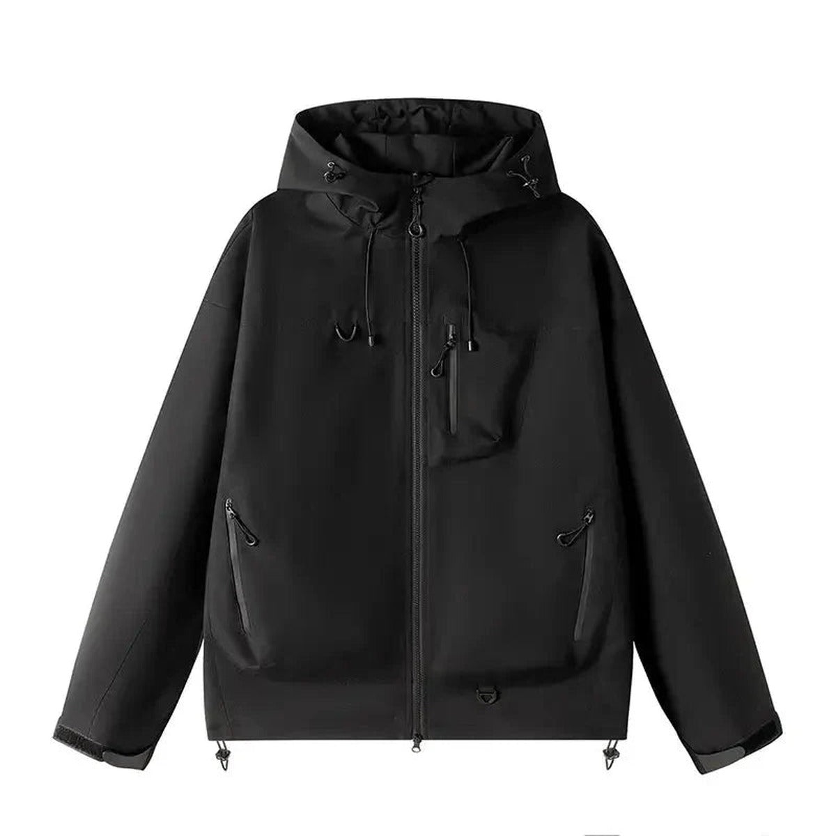 Zwarte regenjas, zijkant | Boutique Moda