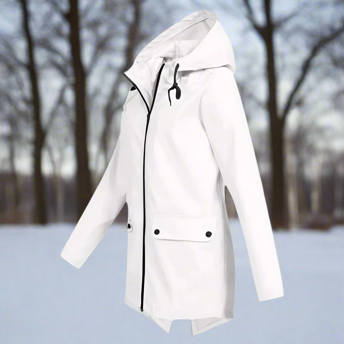 Witte regenjas, zijkant | Boutique Moda