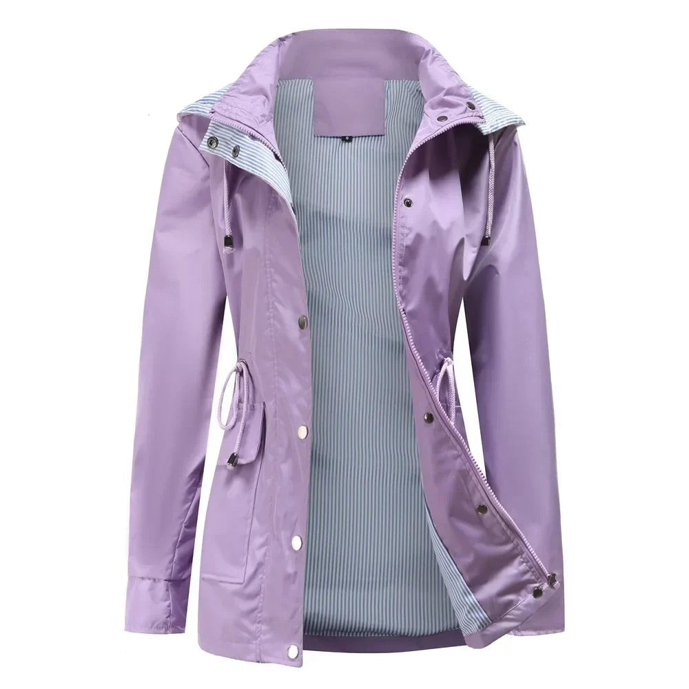 Gevoerde regenjas in lila met capuchon | Boutique Moda