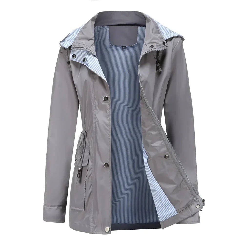 Gevoerde regenjas in grijs met capuchon | Boutique Moda