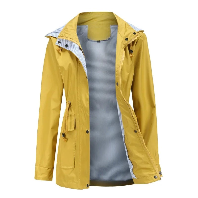 Gevoerde regenjas in geel met capuchon | Boutique Moda