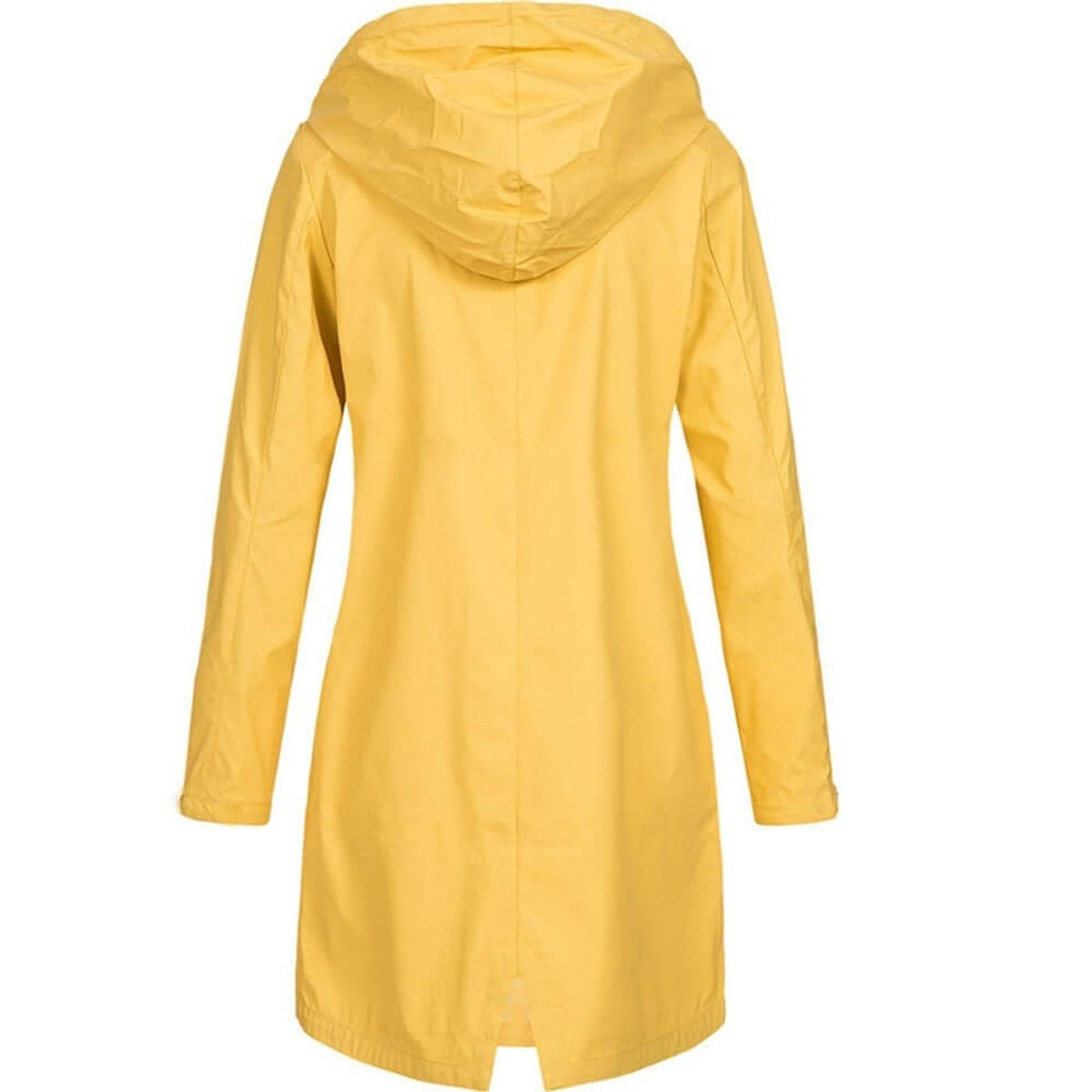Gele lange regenjas, achteraanzicht | Boutique Moda