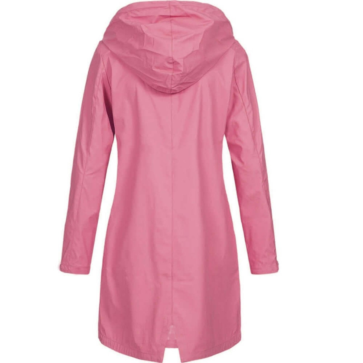 Roze lange regenjas, achteraanzicht | Boutique Moda