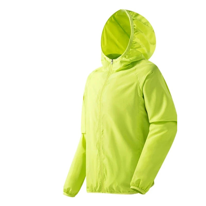 Opvouwbaar windjack in limoengroen met capuchon | Boutique Moda