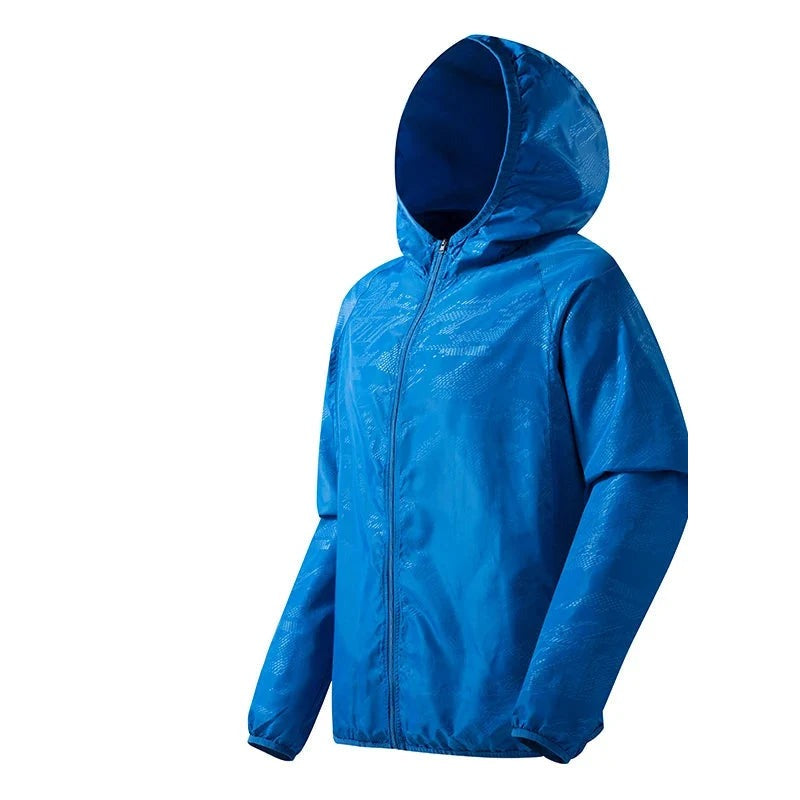 Opvouwbaar windjack in kobaltblauw met capuchon | Boutique Moda