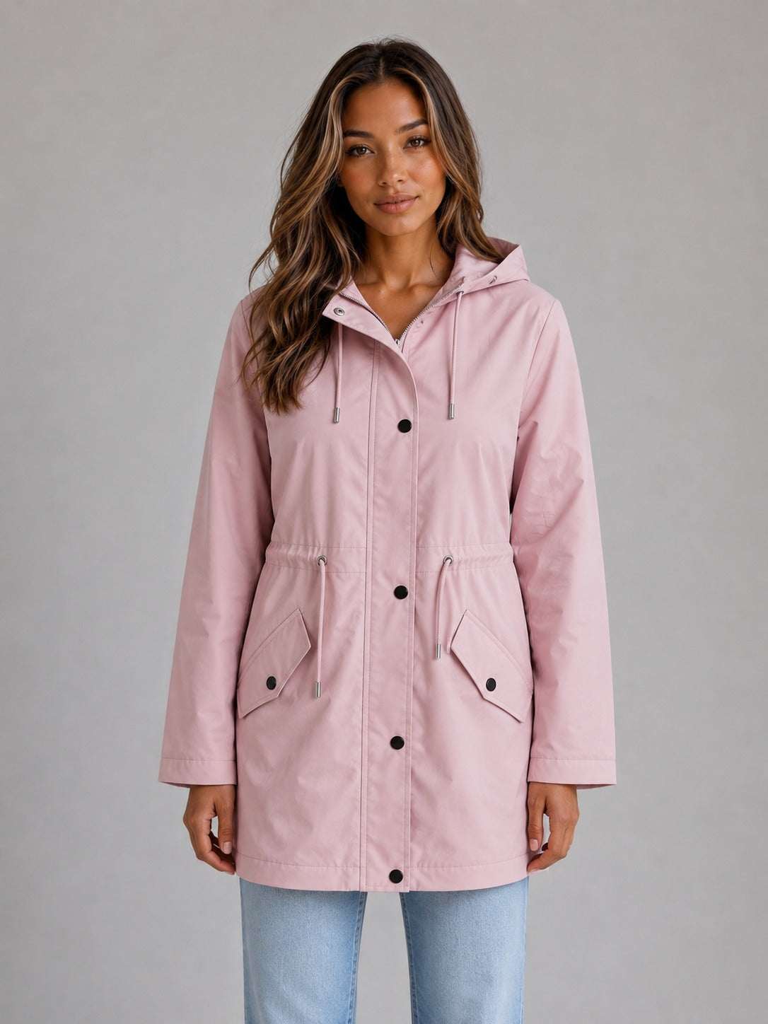 Parka in roze met capuchon en taillekoord | Boutique Moda