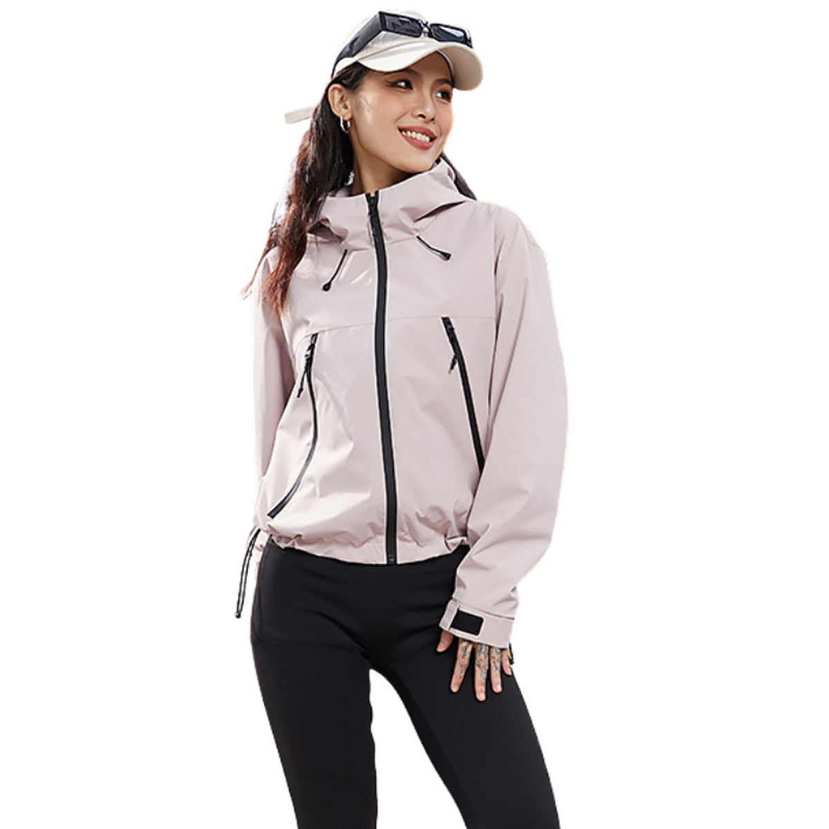 Roze regenjas, zijkant | Boutique Moda