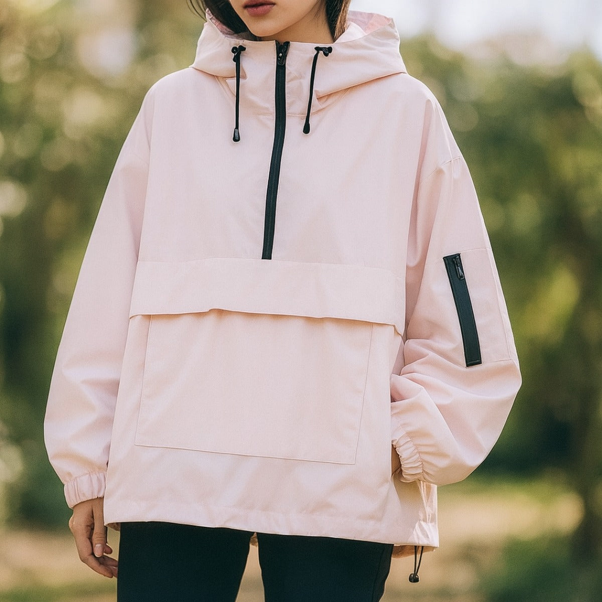 Lichtroze anorak met de capuchon af | Boutique Moda