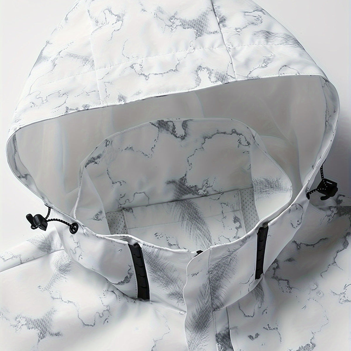 Wit gemarmerde capuchon met koorden | Boutique Moda