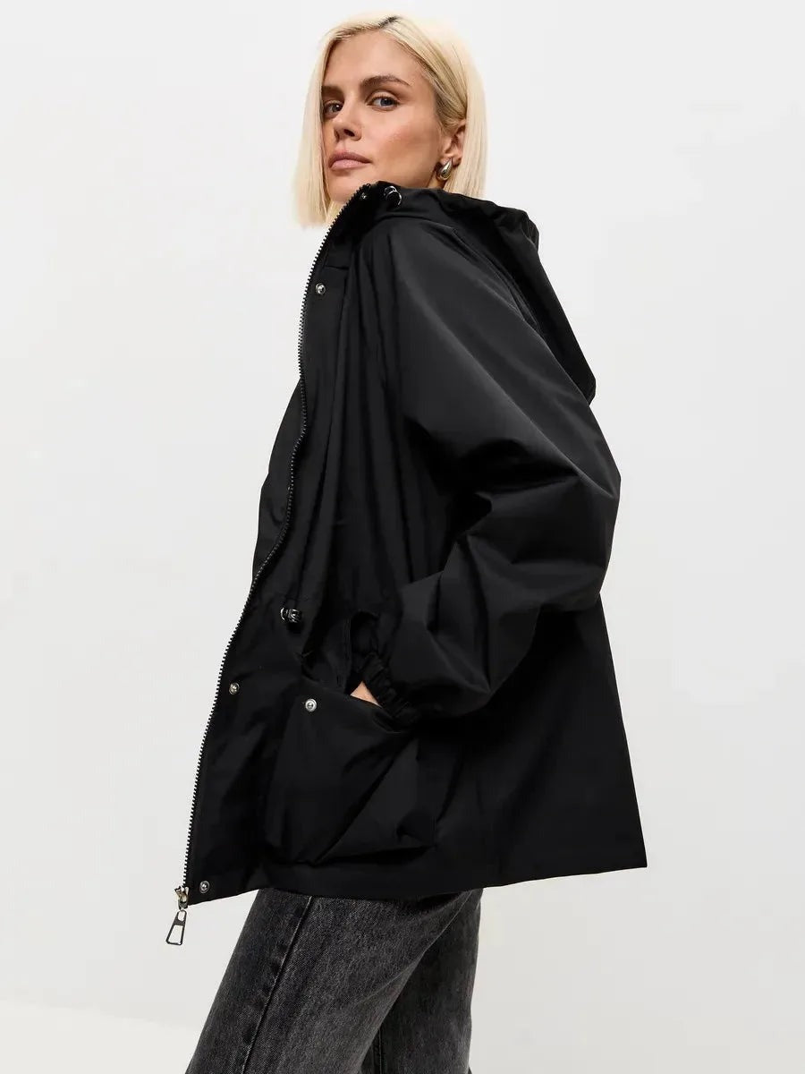Zwart windjack, zijkant | Boutique Moda