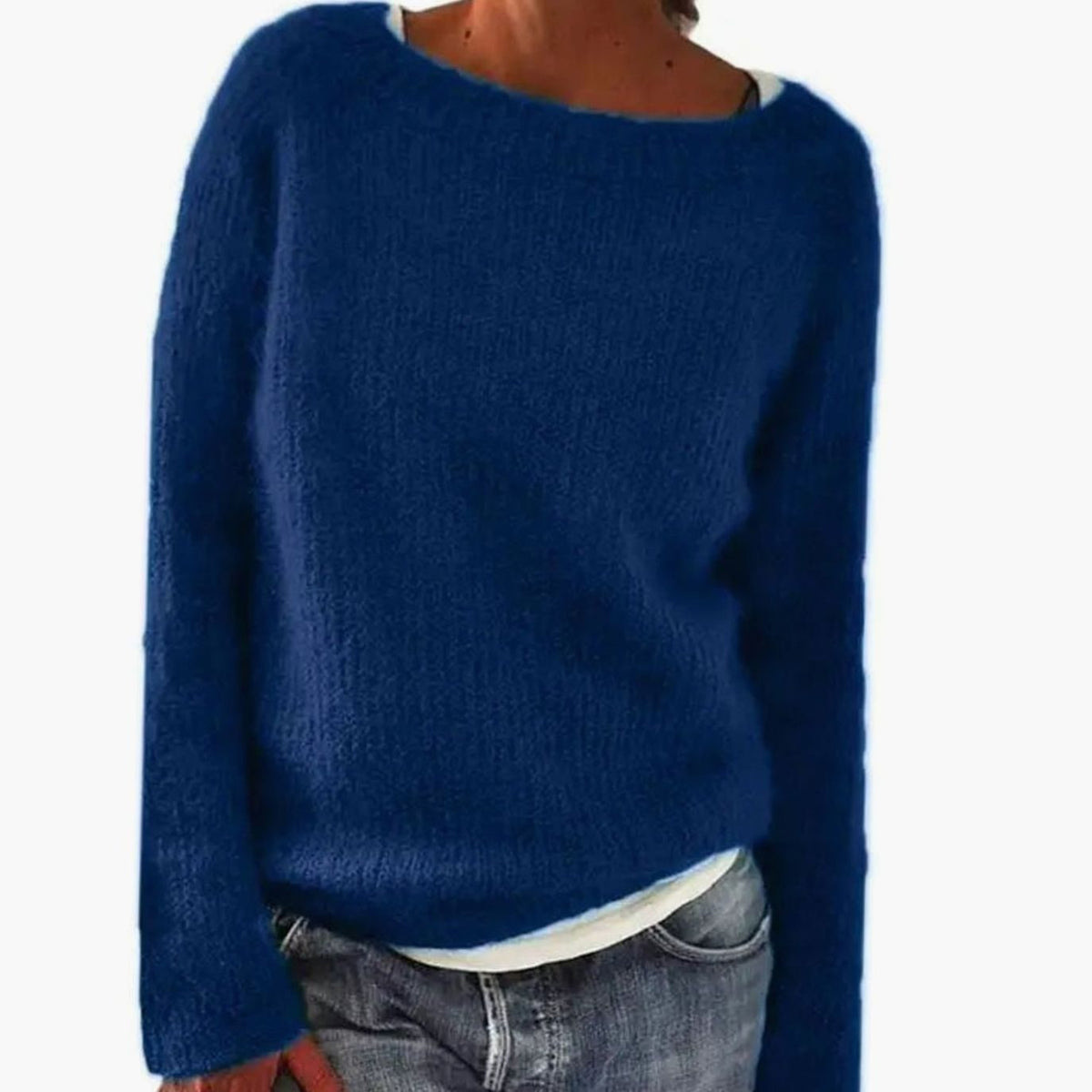 Oversized Trui Dames | Gebreid | Wijde Ronde Hals | Losse Pasvorm-Boutique Moda