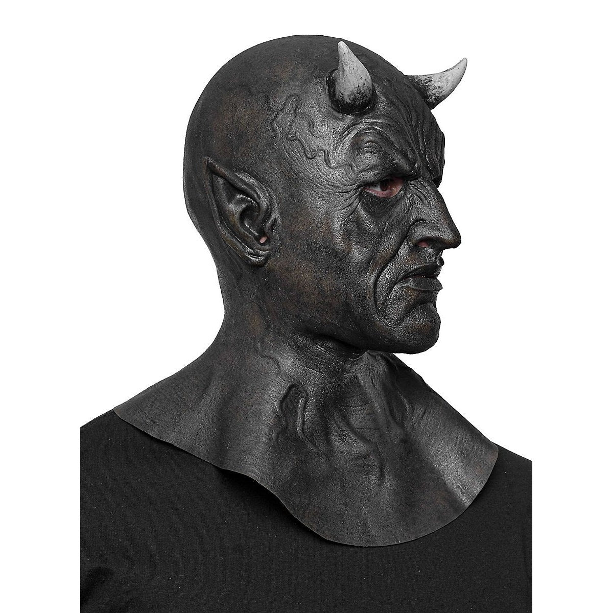 Demonen Masker | Zwart | Hoorns | Puntoren | Volledig Hoofd