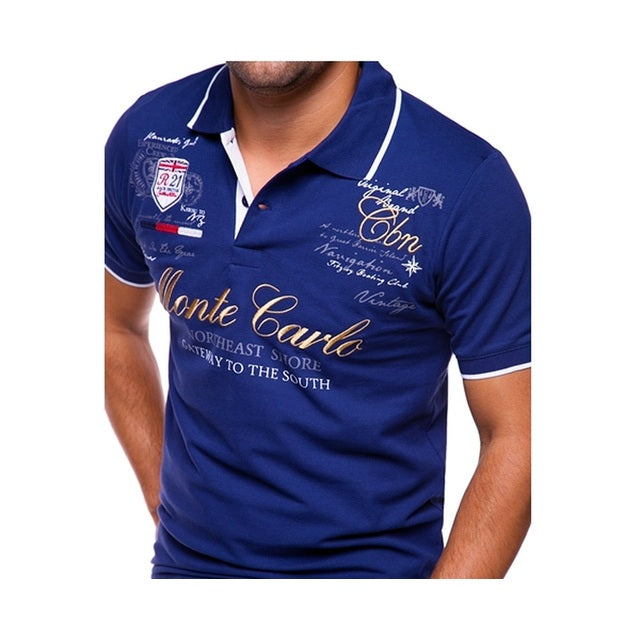 Polo Shirt Heren | Korte Mouw | Print | Contrastkraag-Boutique Moda