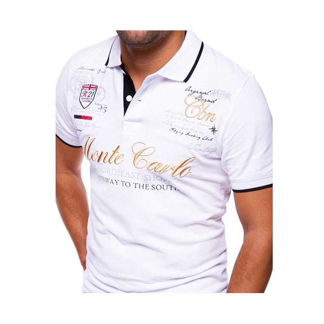 Polo Shirt Heren | Korte Mouw | Print | Contrastkraag-Boutique Moda