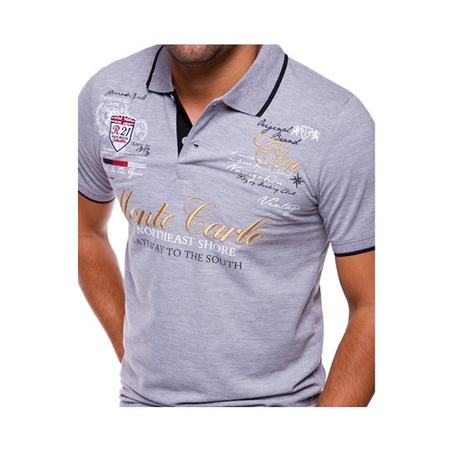 Polo Shirt Heren | Korte Mouw | Print | Contrastkraag-Boutique Moda
