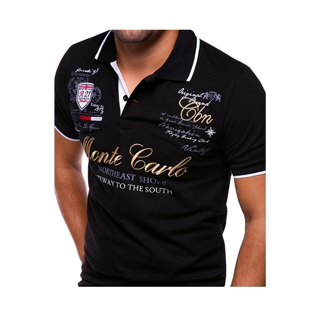 Polo Shirt Heren | Korte Mouw | Print | Contrastkraag-Boutique Moda