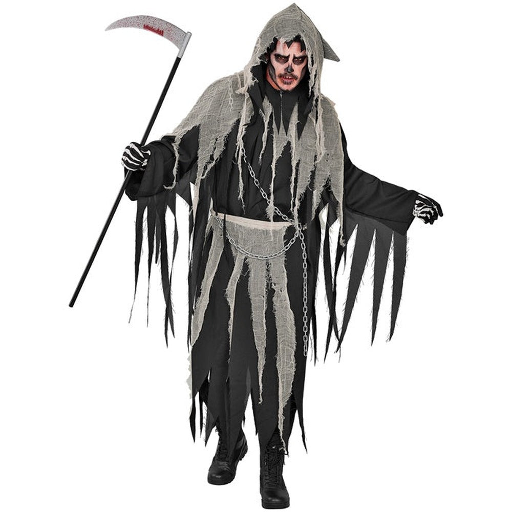 Reaper Kostuum Heren | Gewaad met Ketting | Gazen Kraag | Capuchon | Riem