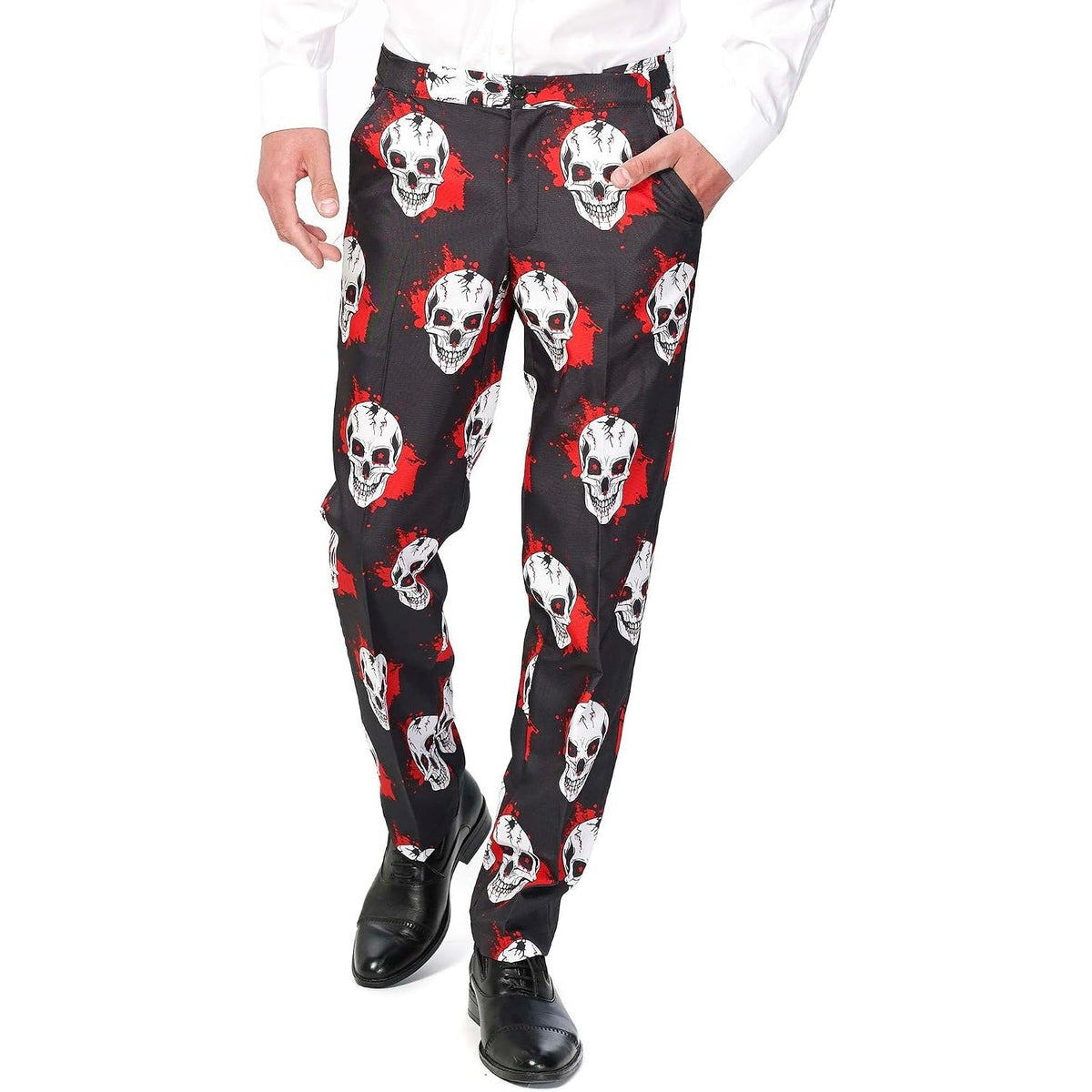 Doodskop Pak Heren | Bloedspetters | Colbert, Broek, Stropdas | Zwart