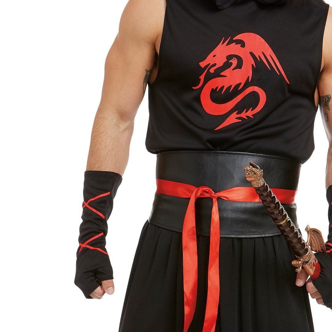 Ninja Kostuum Heren | Drakenprint | Masker | Riem | Broek