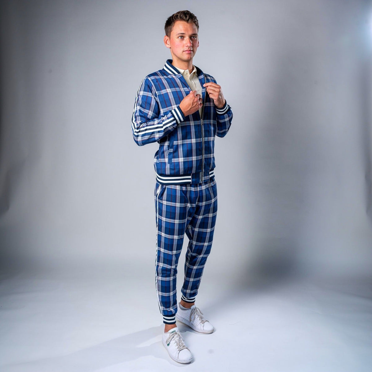Geruit Trainingspak Heren | Jack met Rits en Joggingbroek