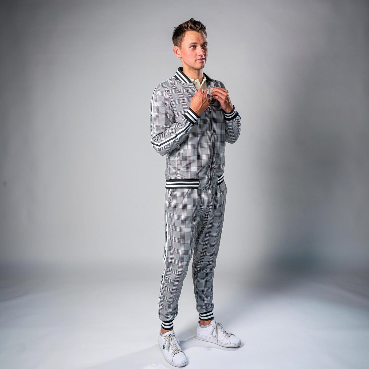 Geruit Trainingspak Heren | Jack met Rits en Joggingbroek