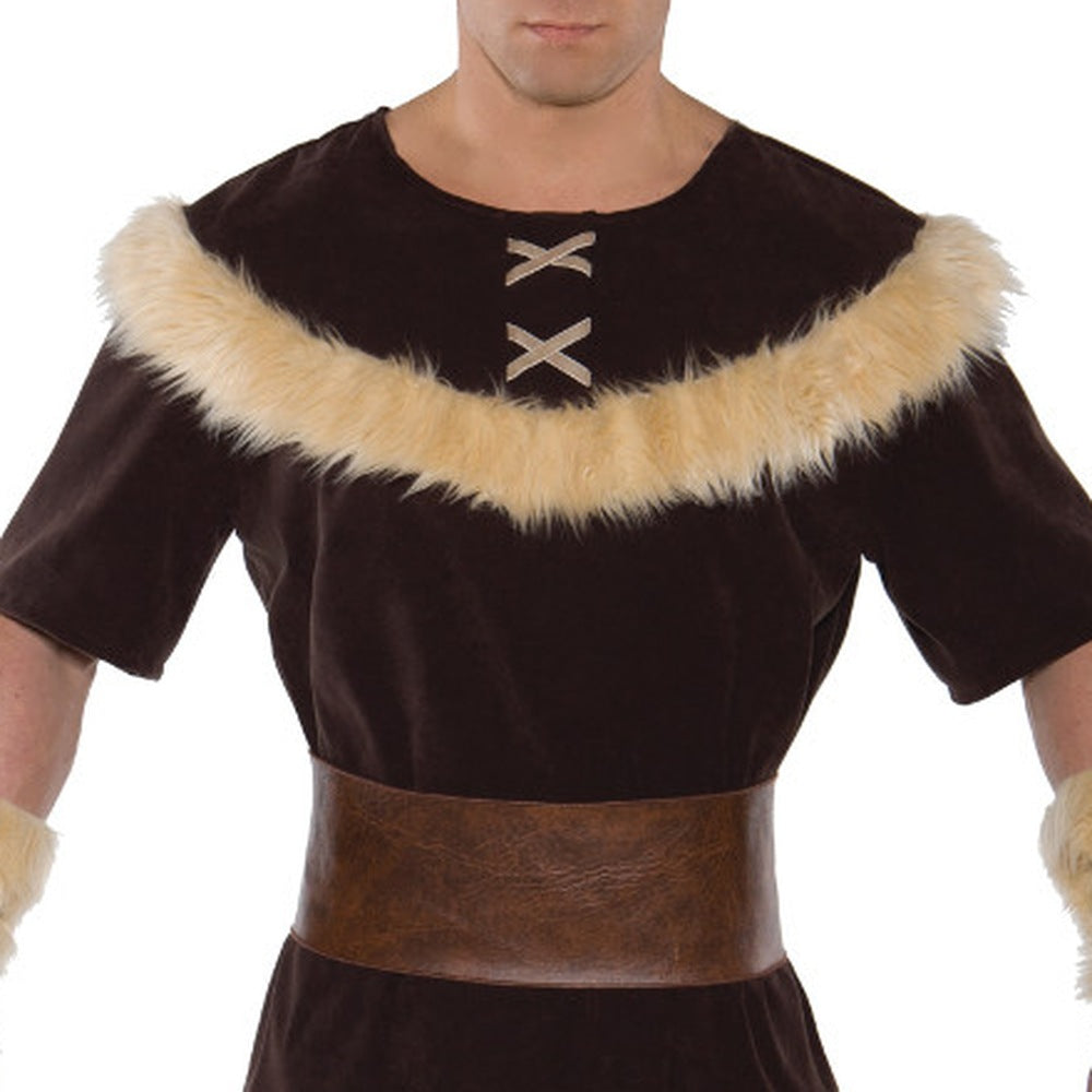 Viking Tuniek Kostuum | Hoed met Hoorns | Bont Arm en Beenstukken