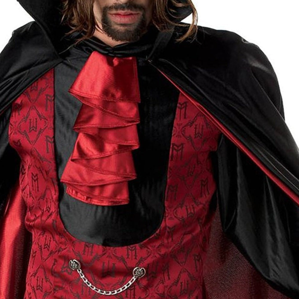 Dracula Kostuum Rood | Vest met Mouwen | Jabot | Cape