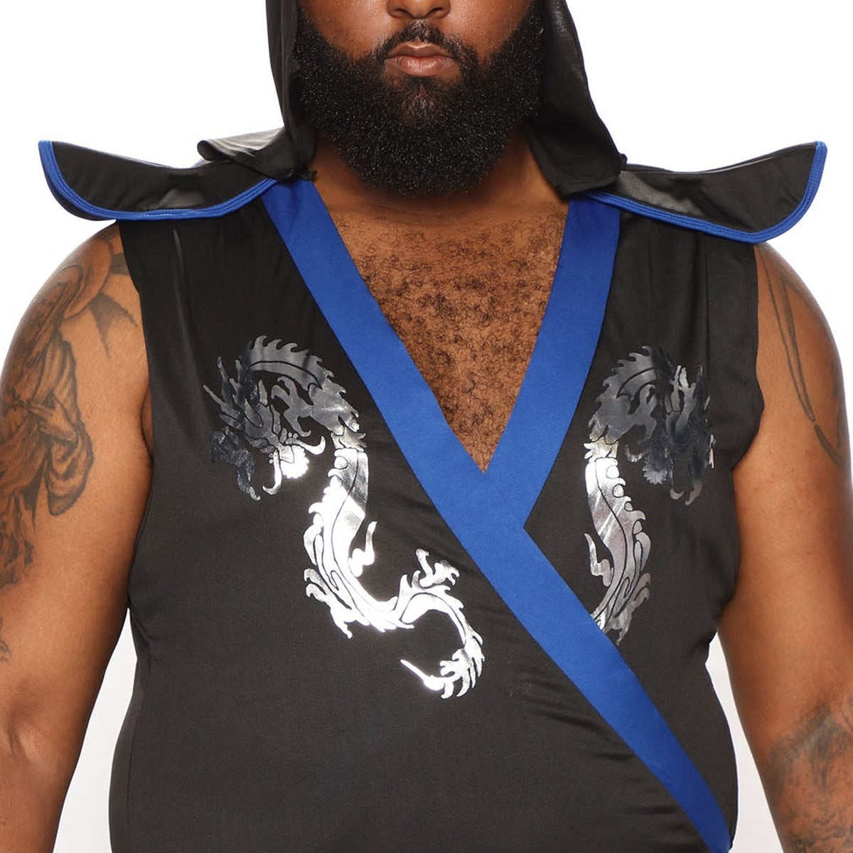Ninja Tuniek met Capuchon Heren | Zwart Blauw | Armstukken | Sjerp