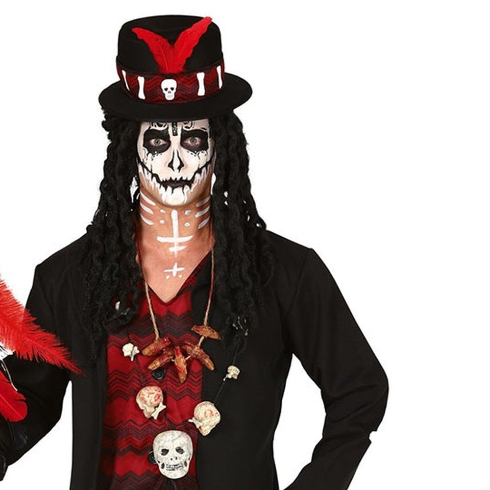 Voodoo Kostuum Heren | Slipjas | Hoge Hoed | Gestreepte Broek