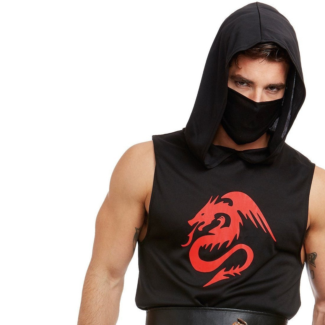 Ninja Kostuum Heren | Drakenprint | Masker | Riem | Broek
