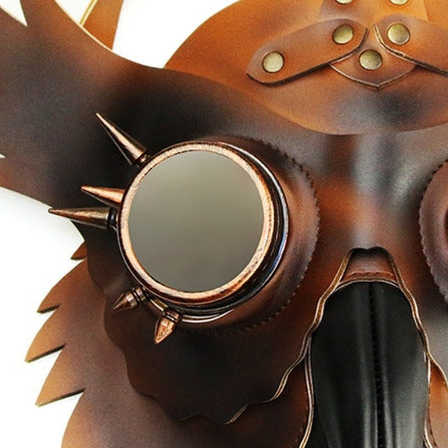 Uil Pestdokter Masker | Steampunk | Kunstleer | Brillenogen | Bruin