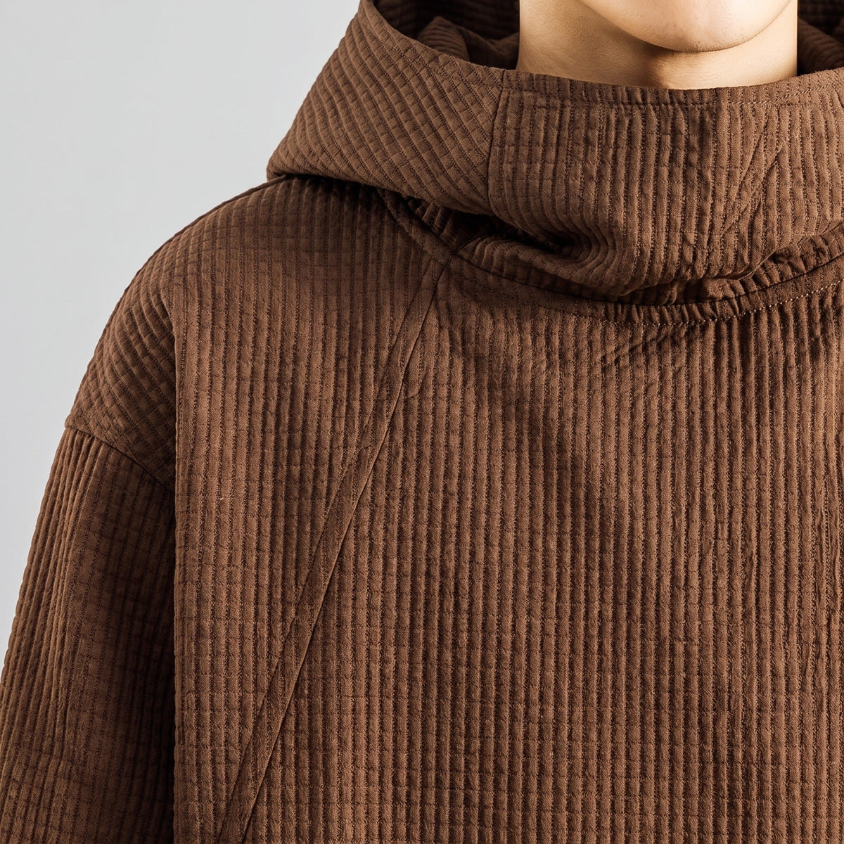 Oversized Hoodie Heren | Wafelstructuur | Hoge Kraag | Koord in de Zoom