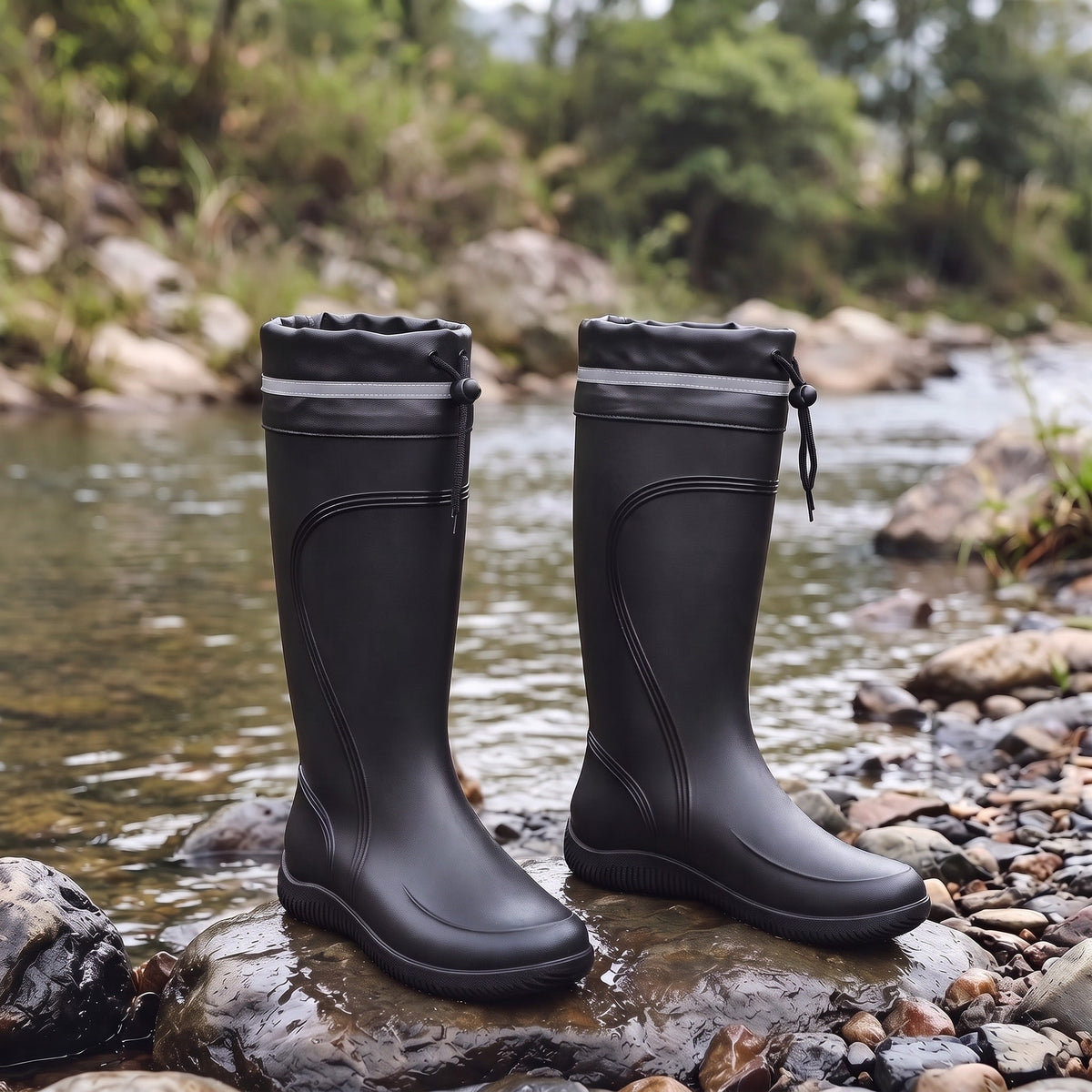 Gevoerde Kniehoge Regenlaarzen Heren | Gekleurde Zool | 3 Kleuren