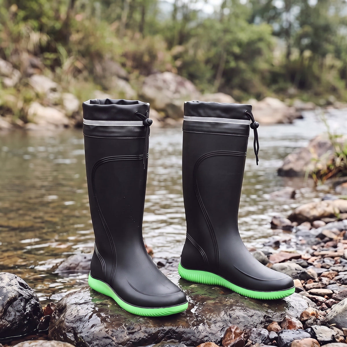Gevoerde Kniehoge Regenlaarzen Heren | Gekleurde Zool | 3 Kleuren