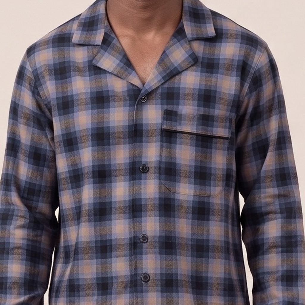 Flanellen Geruite Pyjama Heren | Knoopsluiting | 2 Kleuren