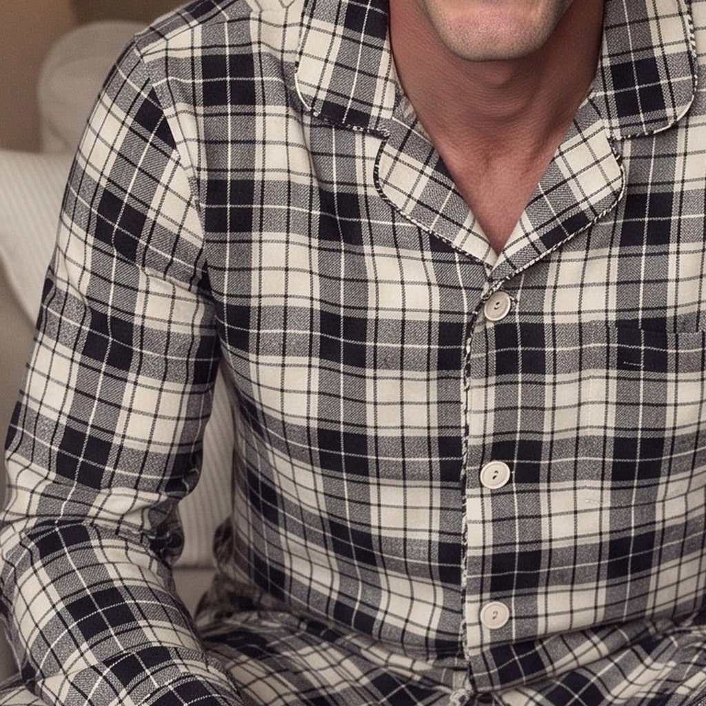 Geruite Pyjama Heren | Flanel | Knoopsluiting | 2 Kleuren