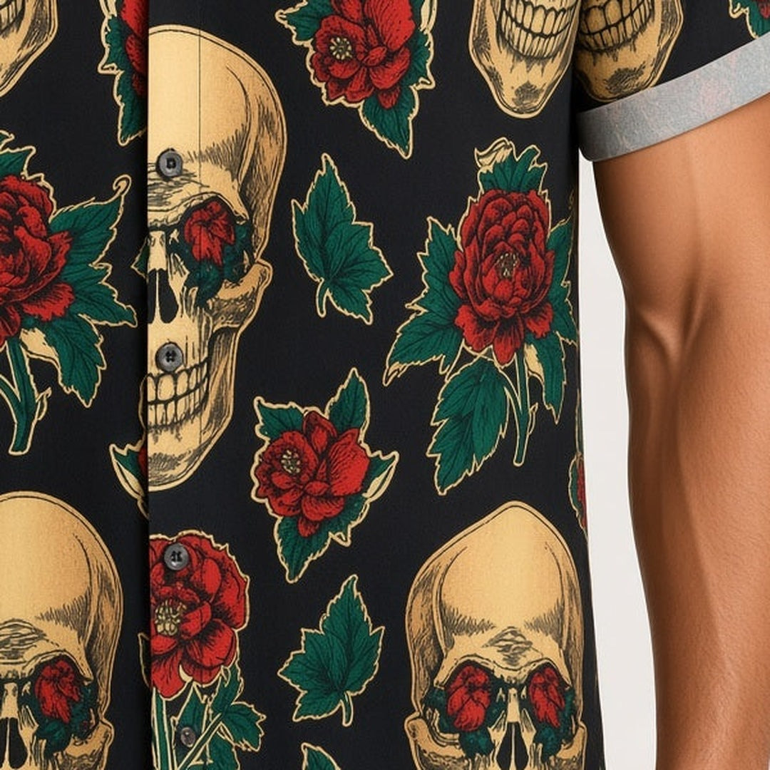 Doodskop Overhemd Heren | Korte Mouw | Bloemenprint | 8 Designs