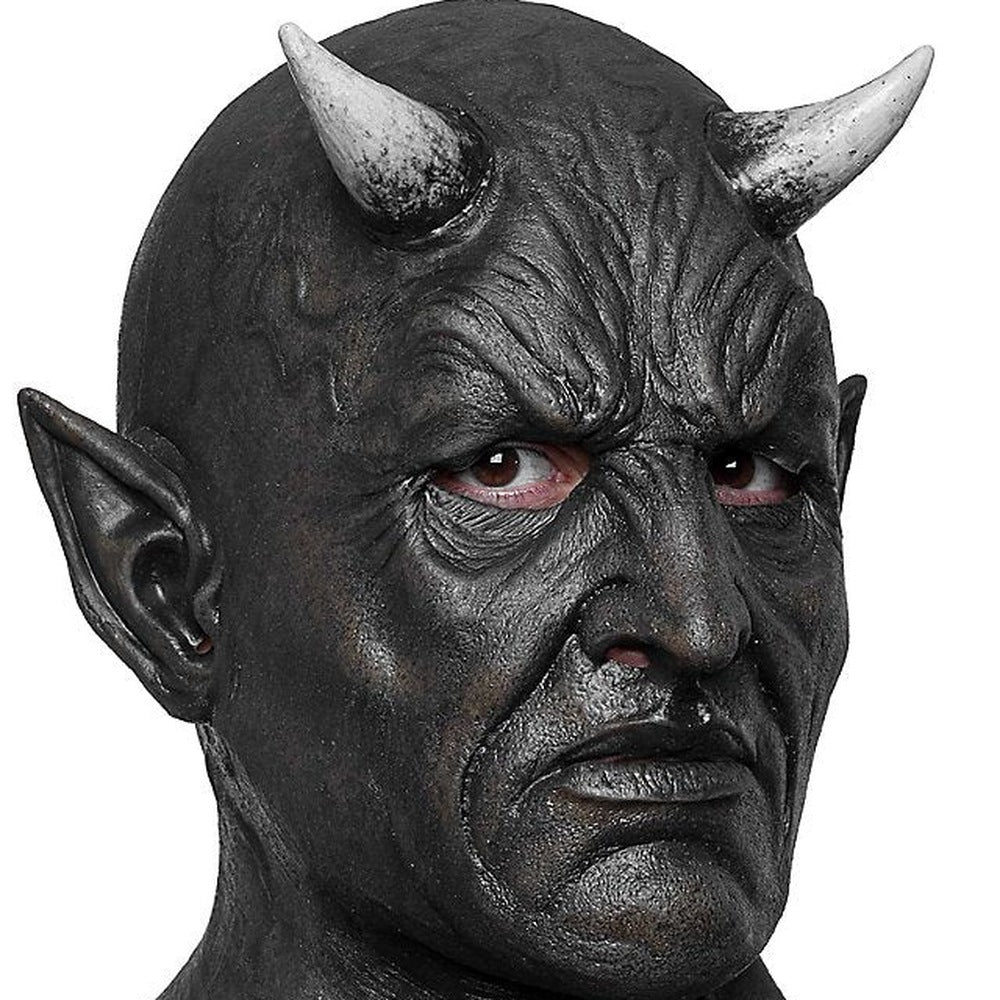 Demonen Masker | Zwart | Hoorns | Puntoren | Volledig Hoofd
