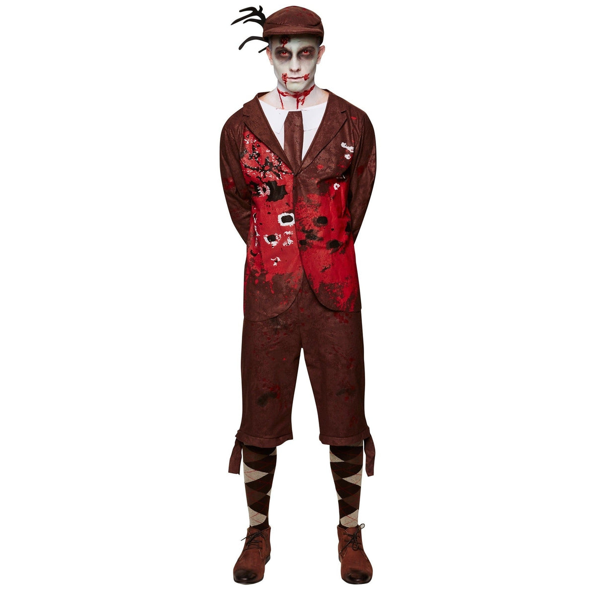 Zombie Jager Kostuum | Jas | Kniebroek | Pet met Gewei
