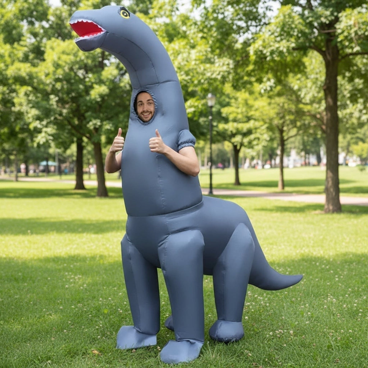 Opblaasbaar Dinosaurus Kostuum | Lange Nek | Volwassenen