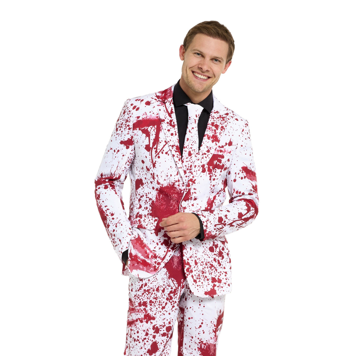 Bloederig Pak Heren | Wit | Bloedspetters | Colbert, Broek, Stropdas