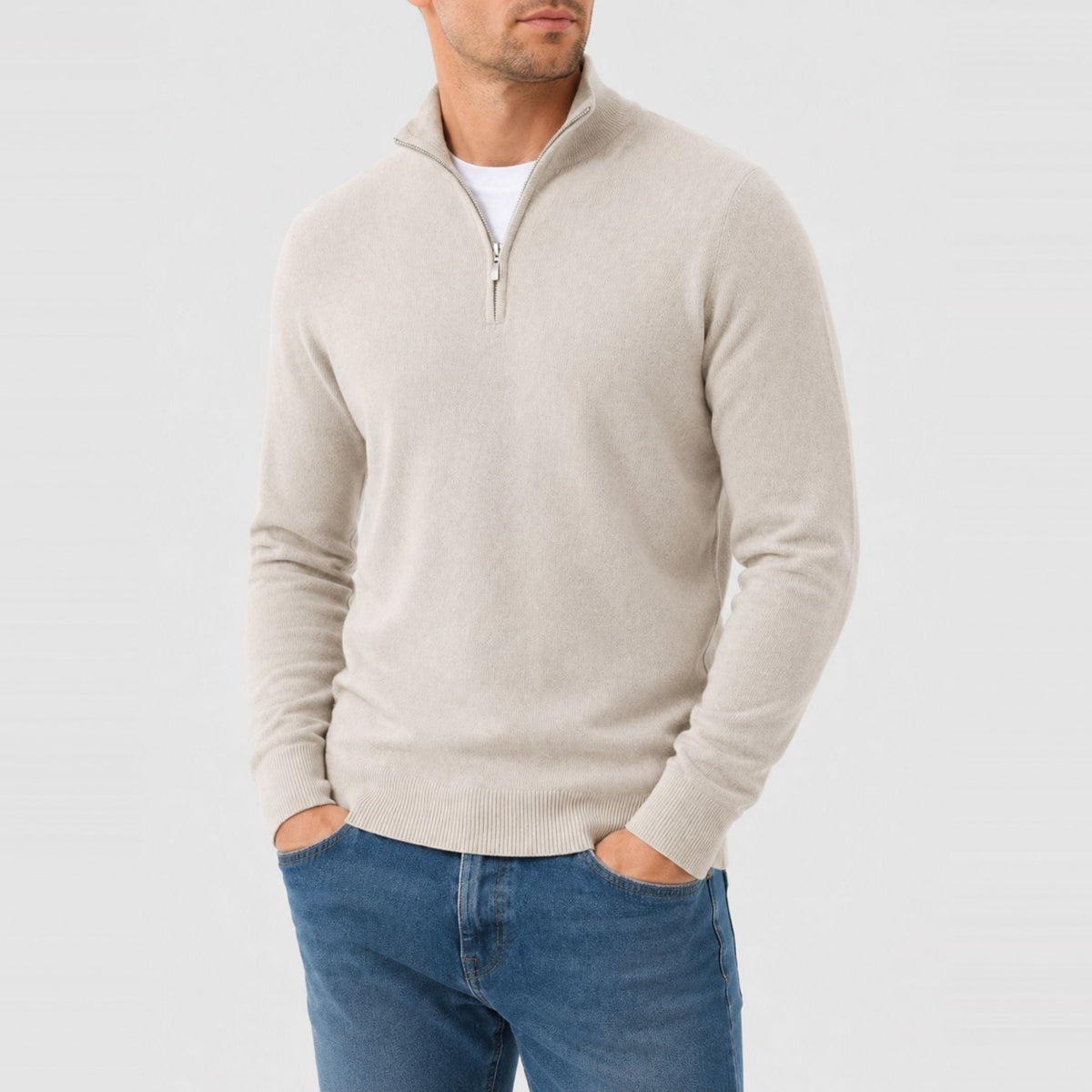 Quarter Zip Trui Heren | Fijngebreid | Opstaande Kraag | 8 Kleuren