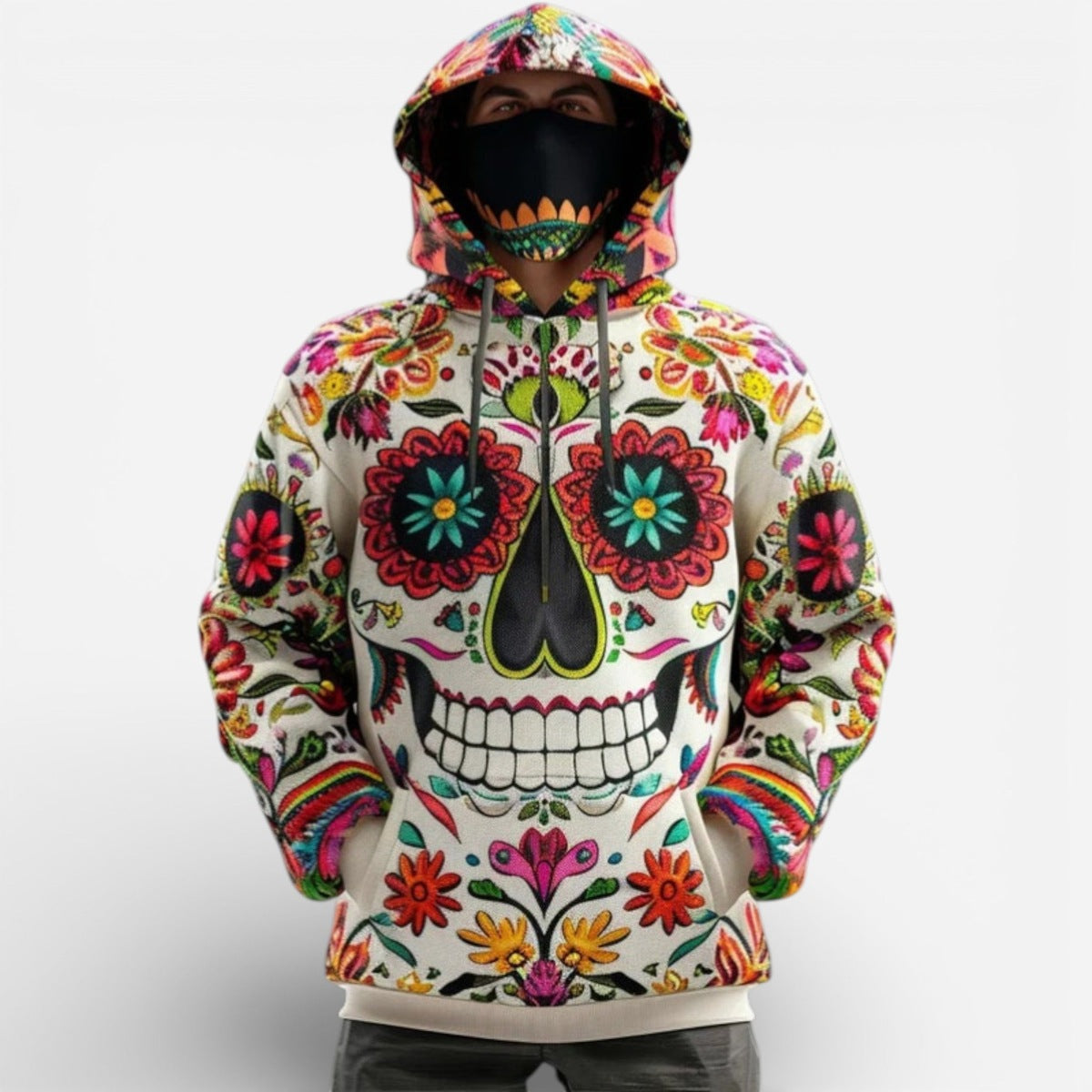 Dag van de Doden Hoodie | Doodskop Bloemenprint | 4 Designs