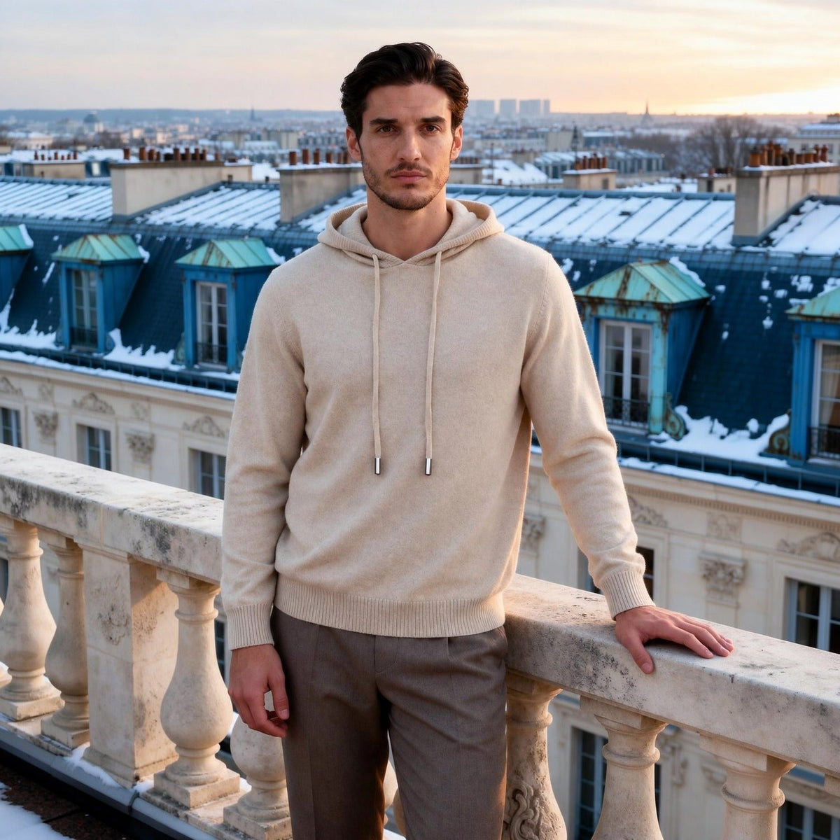 Fijngebreide Hoodie Heren | Trekkoord | Lange Mouw | Smart Casual