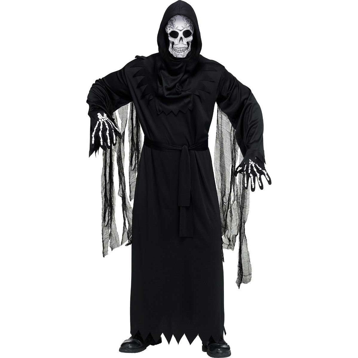 Magere Hein Kostuum Heren | Gewaad | Doodskopmasker | Skelethandschoenen