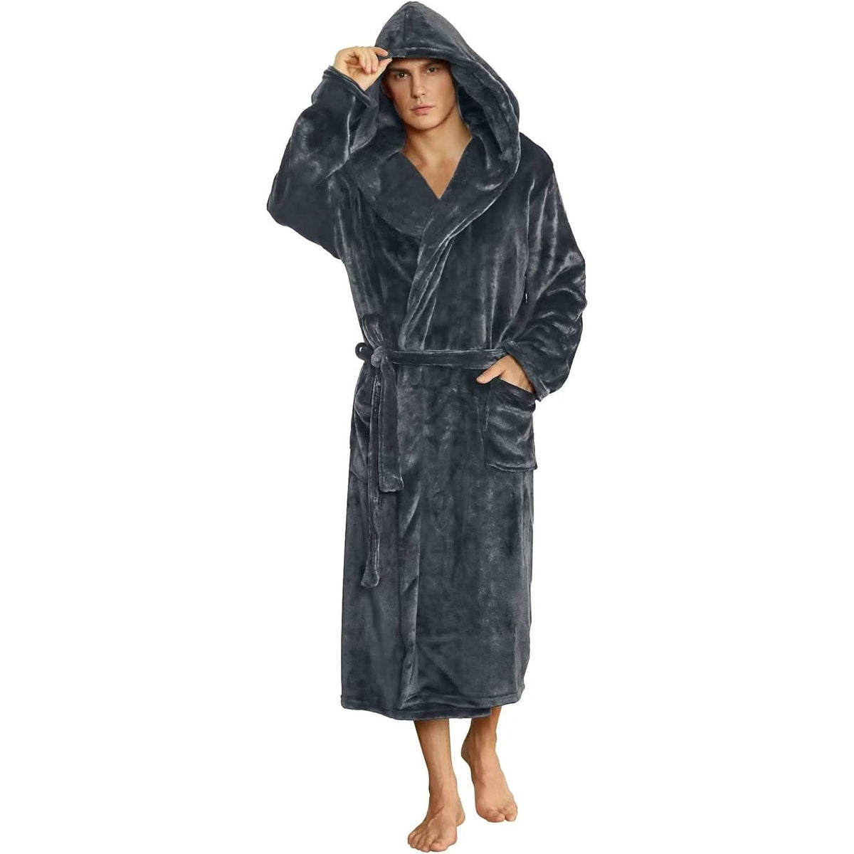 Fleece Badjas Heren met Capuchon | Tweekleurig | 10 Kleuren