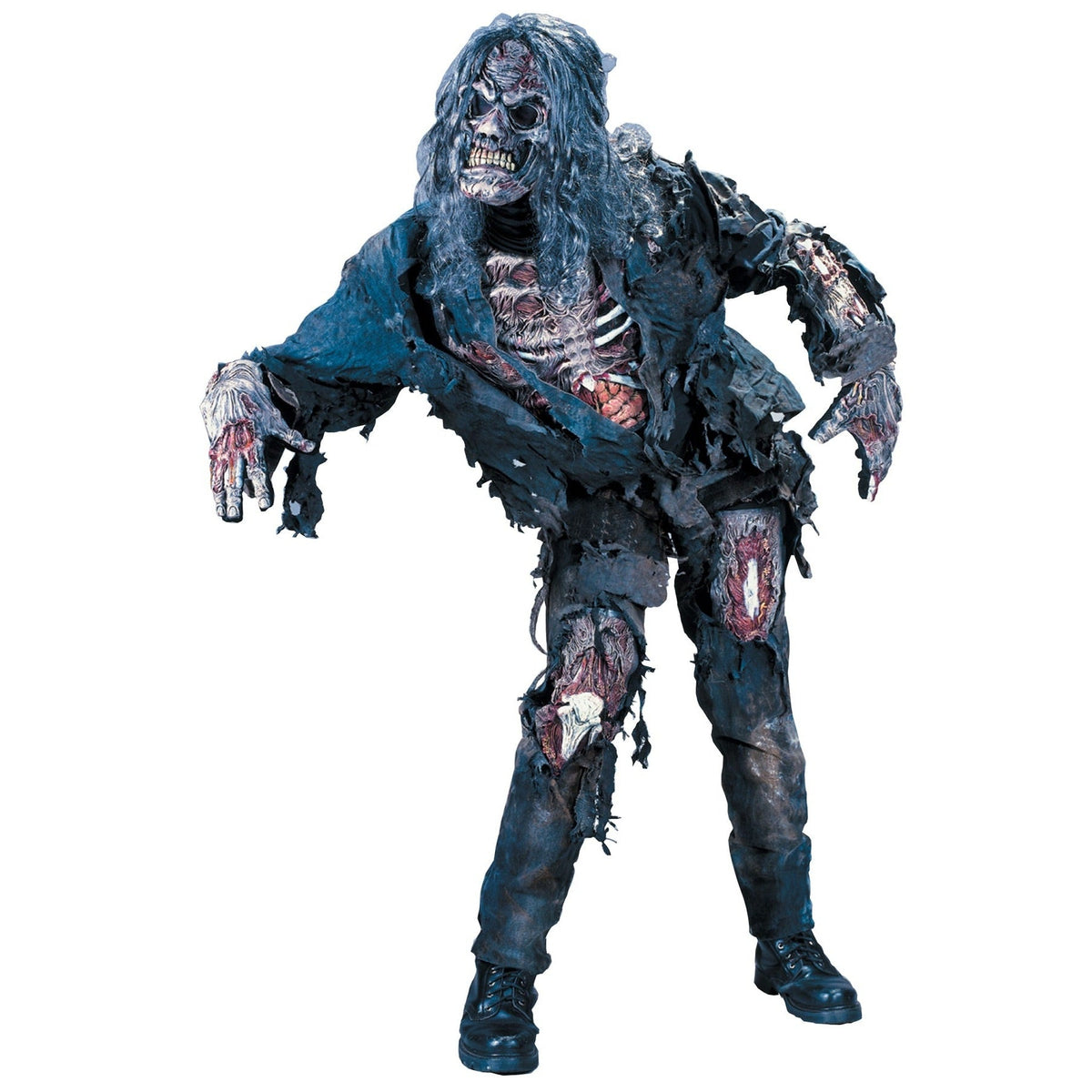 Zombie Kostuum Volwassenen | Blauw | Shirt | Broek | Masker