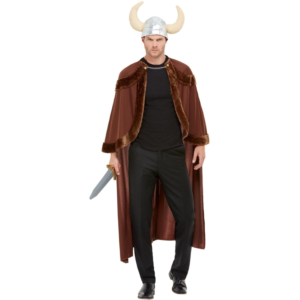 Viking Kostuum Heren | Cape met Bontkraag | Helm met Hoorns