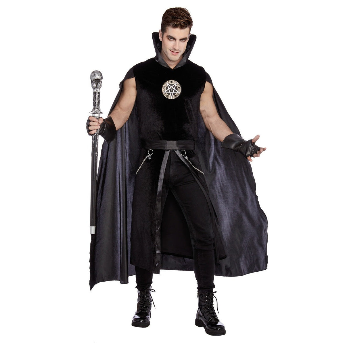 Gothic Kostuum Heren | Pentagram Tuniek | Cape | Riem