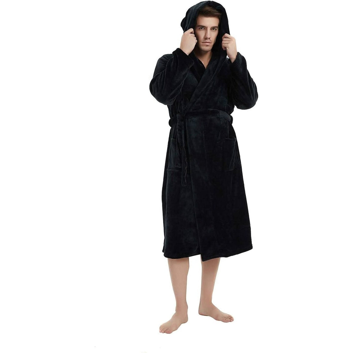 Fleece Badjas Heren met Capuchon | Tweekleurig | 10 Kleuren